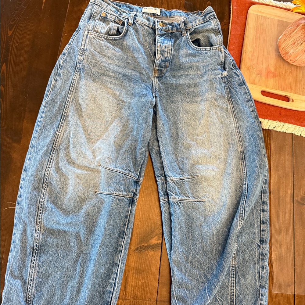 Free People Good Luck Barrel 29 Casual Blue Denim Jeans